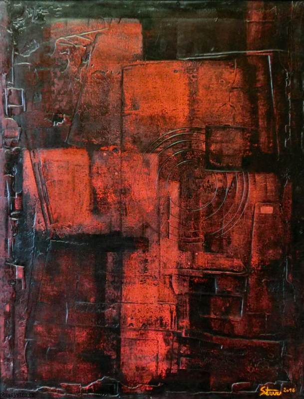 Obraz Red Structure 80x90 cm